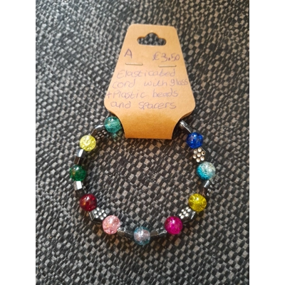 Glass and black plastic bracelet