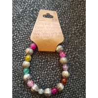 Glass bracelet with silver tone b..