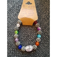 Glass beaded and metal bracelet