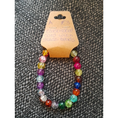 Multicoloured glass crackle bead bracelet