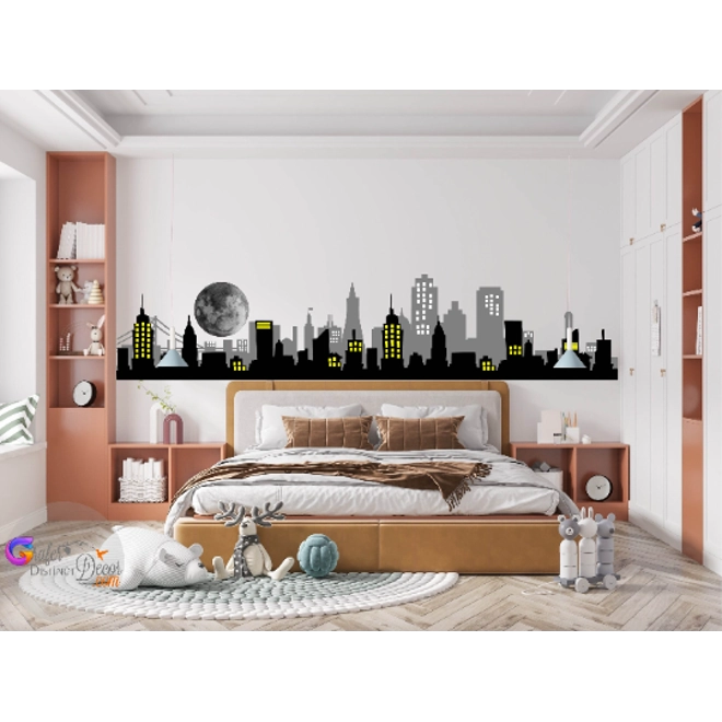 Additional Image for Batman Gotham City Decal, Marvel Hero decal, Batman Mural, Gotham City Buildings