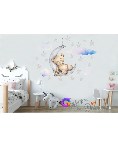 Sleep bear decal, Nursery wall decal, Watercolor decal, bear wall decal, nursery decal, baby bear decal, baby bear sticker, baby shower gift Sleep bear decal, Nursery wall decal, Watercolor decal, bear wall decal, nursery decal, baby bear decal, baby bear sticker, baby shower gift
