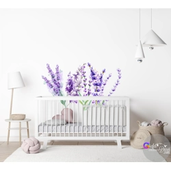 Lavender flowers decal, Floral wall decal, blossom Lavender decal, Watercolor ..