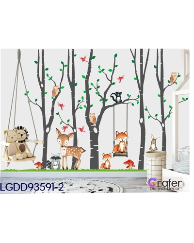 Woodland Nursery Wall Décor, Fox Nursery Décor- Birch Trees decal - Fox & other Baby Animals - Fox nursery decal Woodland Nursery Wall Décor, Fox Nursery Décor- Birch Trees decal - Fox & other Baby Animals - Fox nursery decal