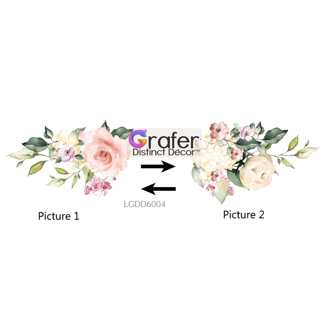 Additional Image for Nursery Wall Decal, Rose wall decal Flowers Blossoms Decals, Rose Garden Bouquet, Pink White Roses,
