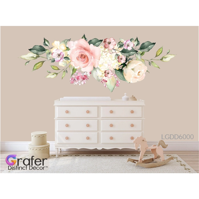 Additional Image for Nursery Wall Decal, Rose wall decal Flowers Blossoms Decals, Rose Garden Bouquet, Pink White Roses,