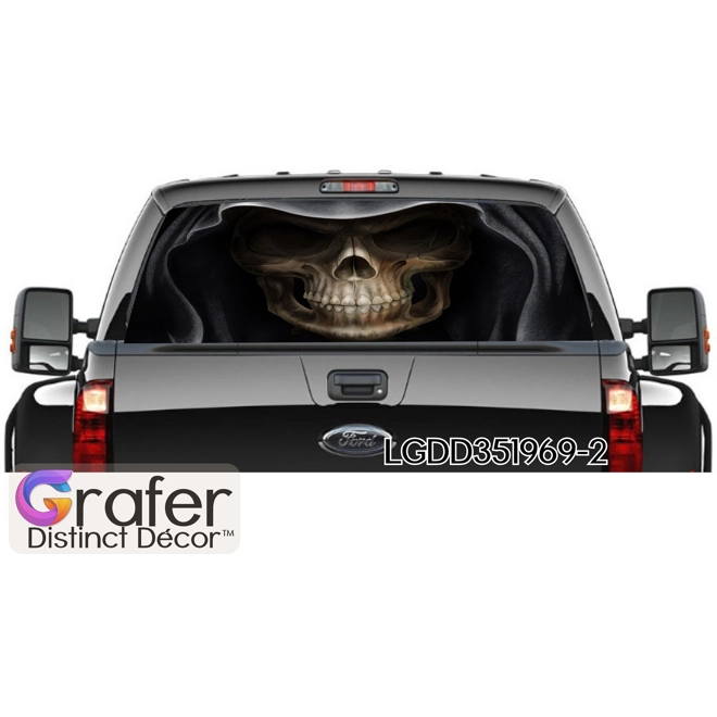 Additional Image for Skull Rear Window Graphics, Tint Perforated Sticker for Truck Vinyl Pickup Wrap, Window perforated v