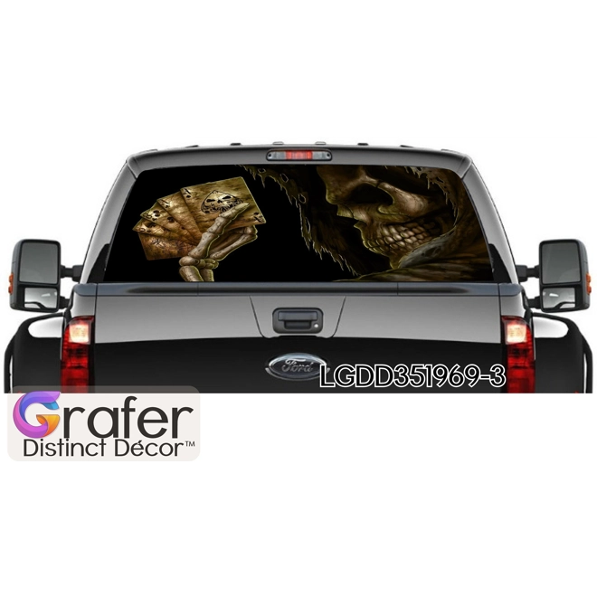 Additional Image for Skull Rear Window Graphics, Tint Perforated Sticker for Truck Vinyl Pickup Wrap, Window perforated v