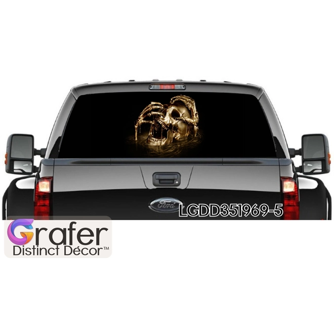 Additional Image for Skull Rear Window Graphics, Tint Perforated Sticker for Truck Vinyl Pickup Wrap, Window perforated v