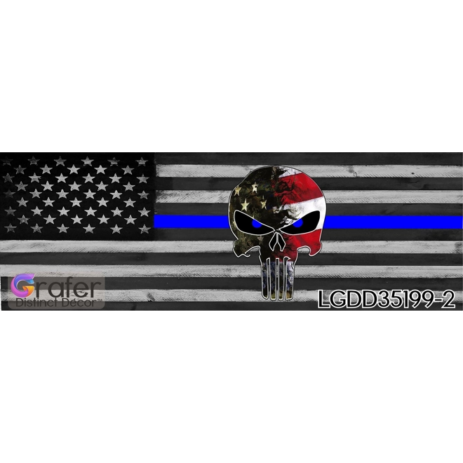 Additional Image for Law enforcement Skull Pick-Up Truck Perforated Rear Windows Graphic Decal, Police Decal, Distressed