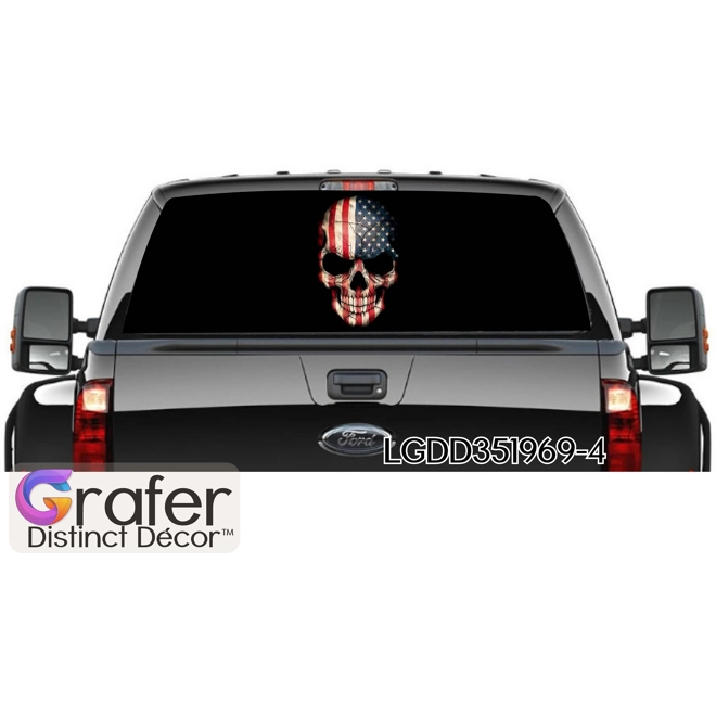 Additional Image for Skull Rear Window Graphics, Tint Perforated Sticker for Truck Vinyl Pickup Wrap, Window perforated v