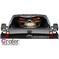 Skull Rear Window Graphics, Tint Perforated Sticker for Truck Vinyl Pickup Wra..