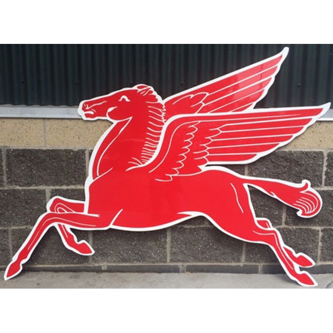 Additional Image for Antique Mobil Pegasus Sign, Mobil Garage Décor, Repro Antique Vintage, Garage Décor, Aluminum Pegasu