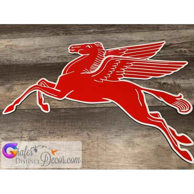 Additional Image for Antique Mobil Pegasus Sign, Mobil Garage Décor, Repro Antique Vintage, Garage Décor, Aluminum Pegasu