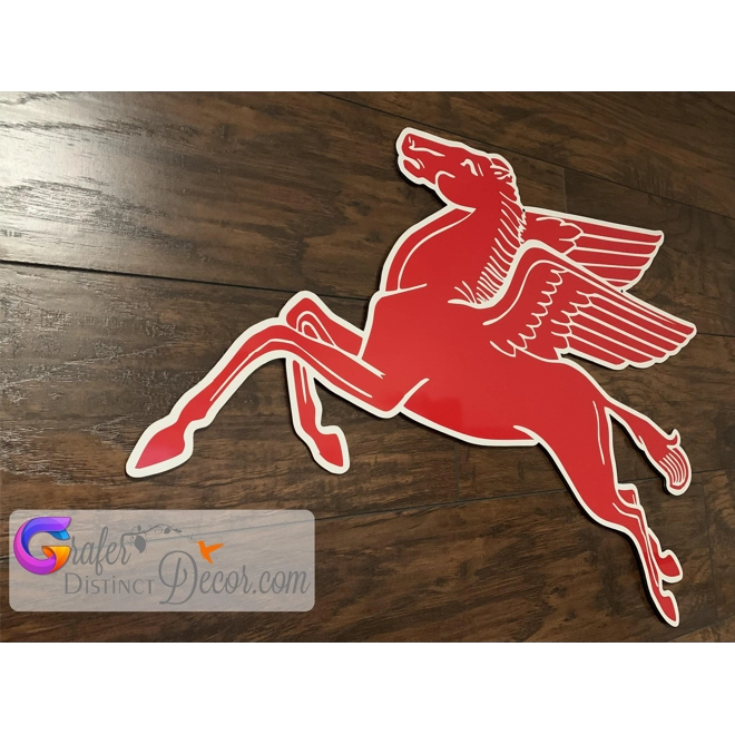 Additional Image for Antique Mobil Pegasus Sign, Mobil Garage Décor, Repro Antique Vintage, Garage Décor, Aluminum Pegasu