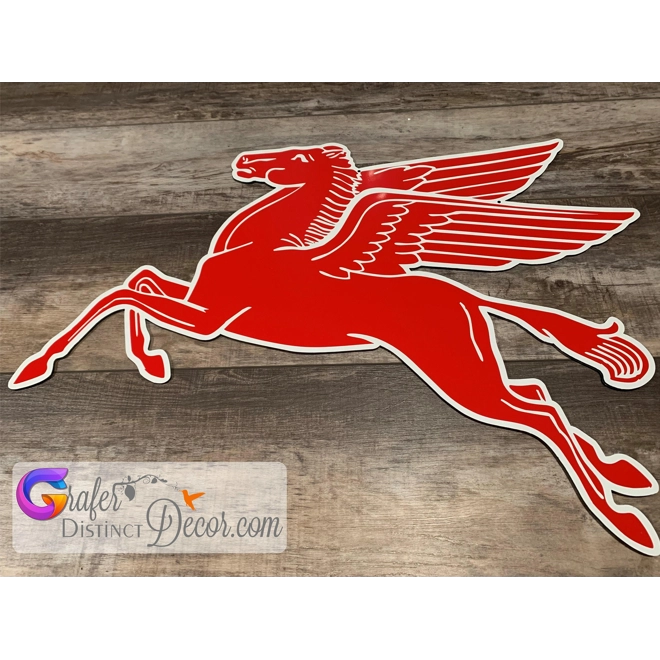 Additional Image for Antique Mobil Pegasus Sign, Mobil Garage Décor, Repro Antique Vintage, Garage Décor, Aluminum Pegasu