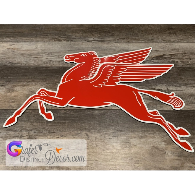 Additional Image for Antique Mobil Pegasus Sign, Mobil Garage Décor, Repro Antique Vintage, Garage Décor, Aluminum Pegasu