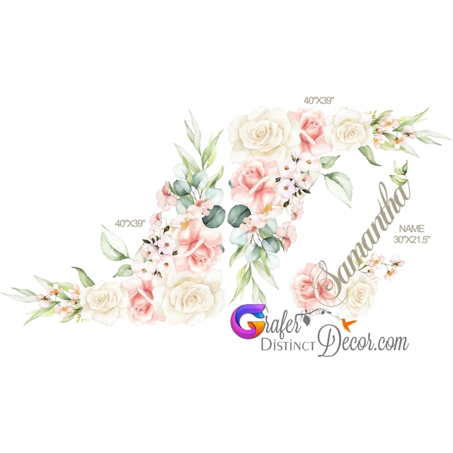 Additional Image for Bouquet Flower Decal, Peony wall decal, Floral Bouquet Decal, Baby Girl Room Decal, Baby Shower Gift