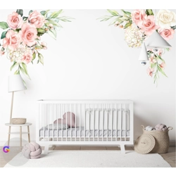 Bouquet Flower Decal, Peony wall decal, Floral Bouquet Decal, Baby Girl Room D..