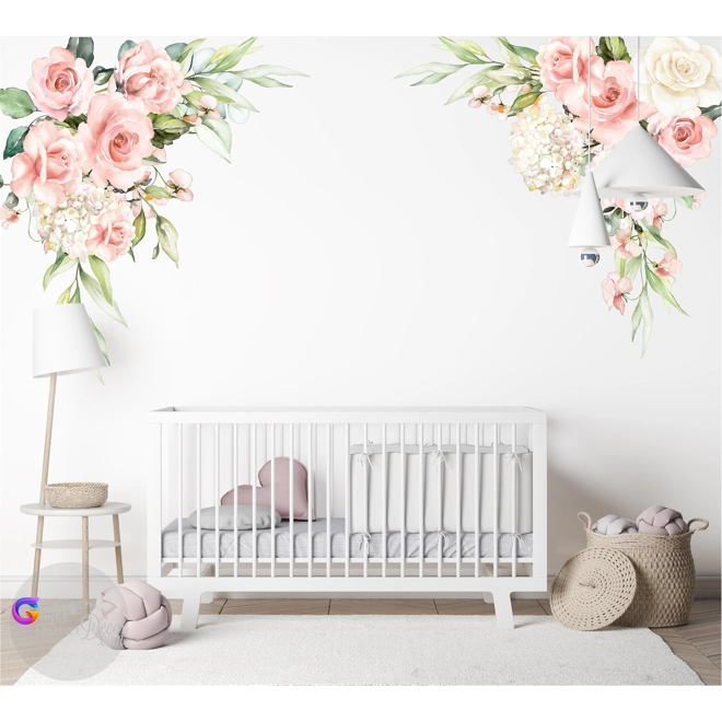 product Image for Bouquet Flower Decal, Peony wall decal, Floral Bouquet Decal, Baby Girl Room Decal, Baby Shower Gift