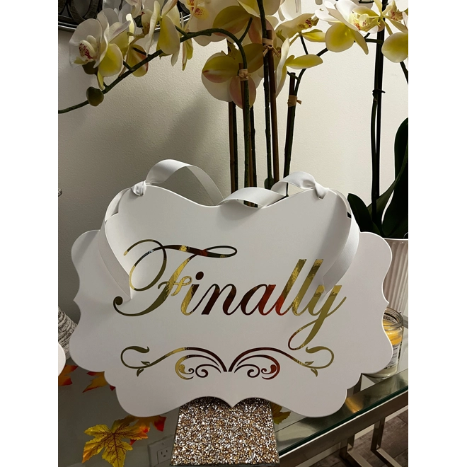 Additional Image for Gold Wedding Signs, Here comes the Bride, Welcome Sign, Wedding Banner, Ring bearer, Gold text weddi
