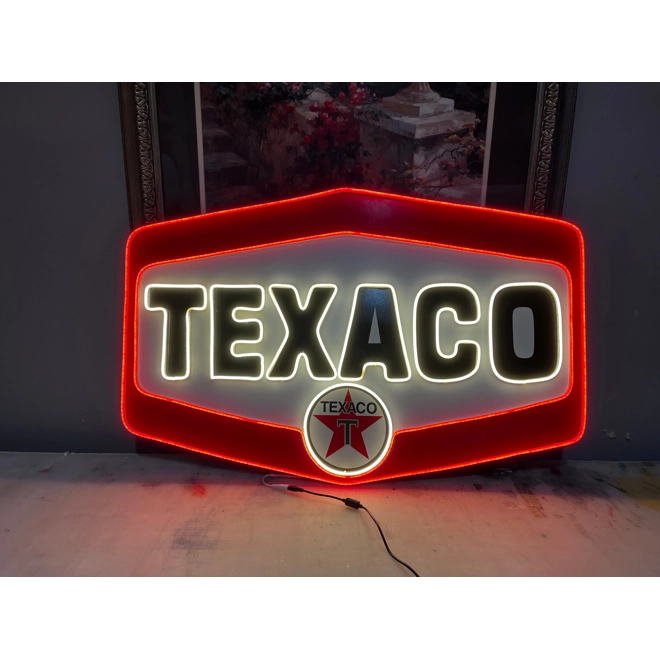 product Image for Neon Texaco Sign, Gas Station Décor, Reproduction, Vintage Signage, Large Texaco Sign, Garage Shop F