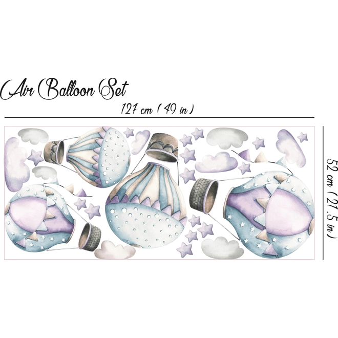 Additional Image for Hot air balloon Wall decal, Nursery wall decal, Watercolor Hot air balloon, Airplane wall sticker, B