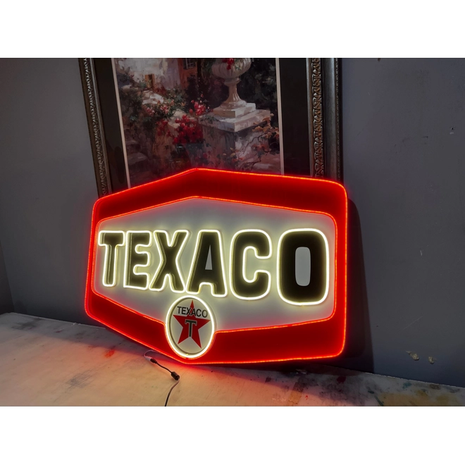 Additional Image for Neon Texaco Sign, Gas Station Décor, Reproduction, Vintage Signage, Large Texaco Sign, Garage Shop F