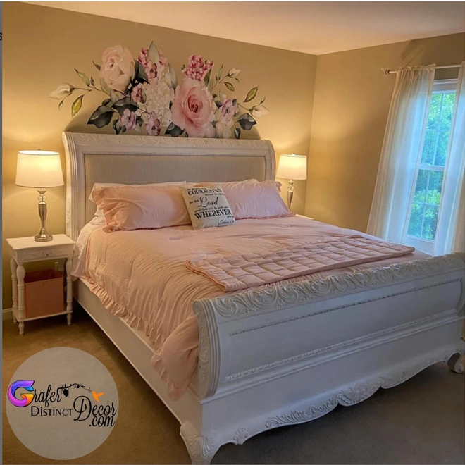 product Image for Nursery Wall Decal, Rose wall decal Flowers Blossoms Decals, Rose Garden Bouquet, Pink White Roses,