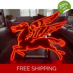 Mobil Neon Pegasus Sign, Neon Mobil Gas Station Sign, Rep Antique Vintage, Gar..
