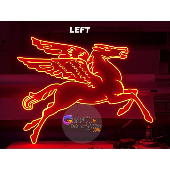 Additional Image for Texaco and Mobil Pegasus Neon Sign, Garage Décor, Rep. Antique Vintage, Garage Décor, Aluminum Pegas