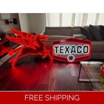 Texaco and Mobil Pegasus Neon Sign, Garage Décor, Rep. Antique Vintage, Garage Décor, Aluminum Pegas