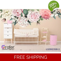 Peonies Blooms decal , Flowers Blossoms Decals, Rose Garden Bouquet-Pink Roses