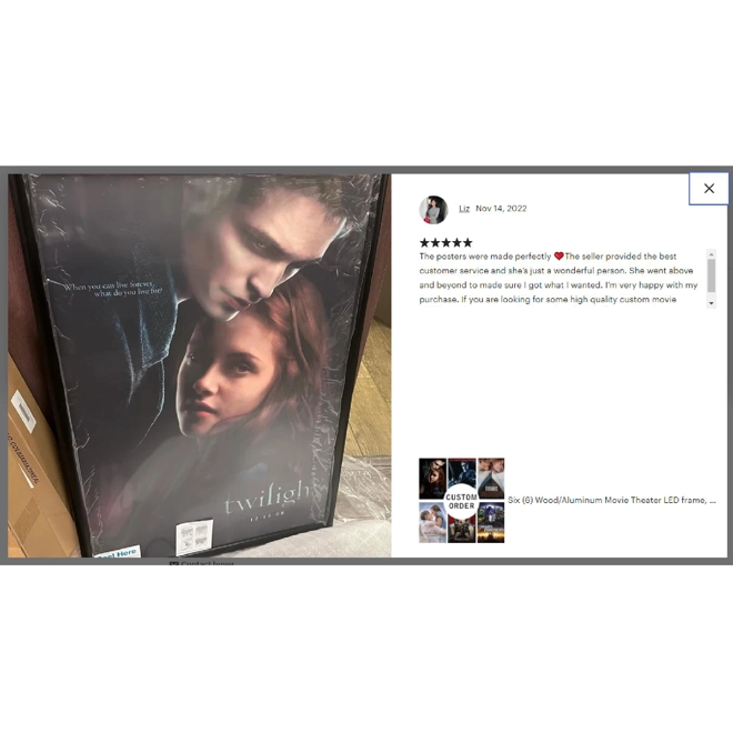 Additional Image for Movie Display frame, LED Light Box, LED Movie Poster, Back lit frame, 27x40 Black SnapeZo LED Home Theater Frame 1.38" Profile Width