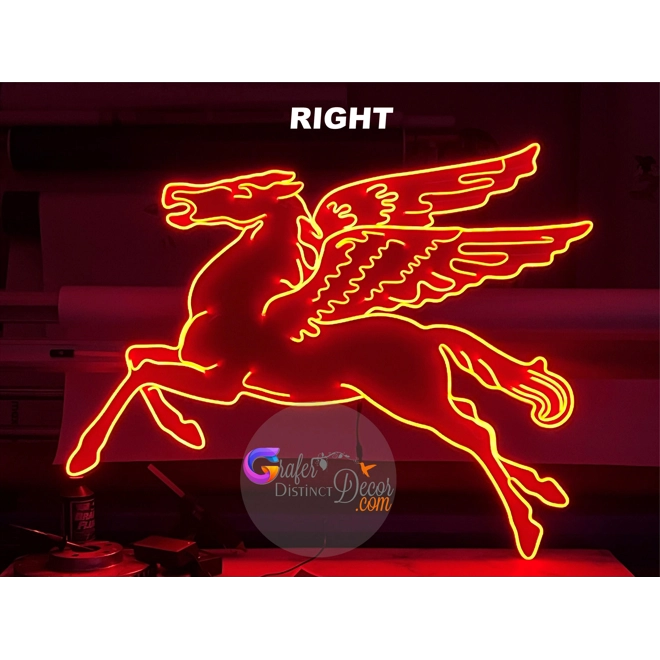 Additional Image for Texaco and Mobil Pegasus Neon Sign, Garage Décor, Rep. Antique Vintage, Garage Décor, Aluminum Pegas