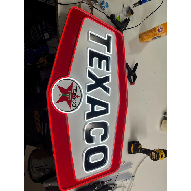 Additional Image for Neon Texaco Sign, Gas Station Décor, Reproduction, Vintage Signage, Large Texaco Sign, Garage Shop F