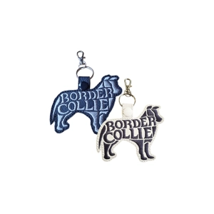 Border Collie Word Art Dog Keyring