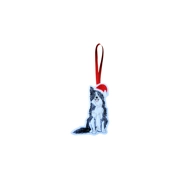 Paw-some Border Collie Christmas Ornament – an embroidered felt Border Collie wearing a red Santa hat with a red hanging ribbon, designed as a festive Christmas tree decoration.