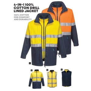 4-IN-1 100% COTTON DRILL - LINED JACKET
