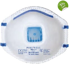 P2/FFP2/N95 VALVED DUST MIST RESPIRATOR (10 pieces)