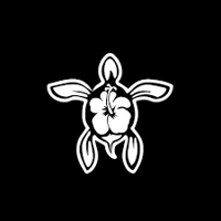 sea turtle with hibiscus flower V..