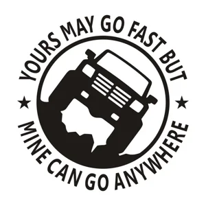 Jeep Yours may go fast but mine can go anywhere Die Cut Vinyl Decal sticker