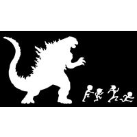 Godzilla chasing stick family Die..