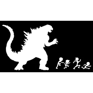Godzilla chasing stick family Die Cut Vinyl Decal sticker