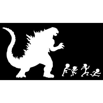 Godzilla chasing stick family Die Cut Vinyl Decal sticker Godzilla chasing stick family Die Cut Vinyl Decal sticker