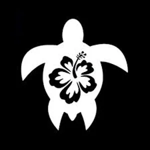 Sea Turtle Hibsicus flower Die Cut Vinyl Decal sticker