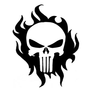 The Punisher Flaming Flames skull Vinyl Decal sticker