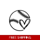 Softball baseball heart love Sports Die Cut Viny.. Softball baseball heart love Sports Die Cut Viny..