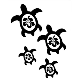 5 sea turtle hibiscus flower Vinyl Decal sticker