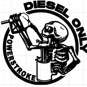 Diesel Only Ford Powerstroke Skeleton Die Cut Vinyl Decal sticker